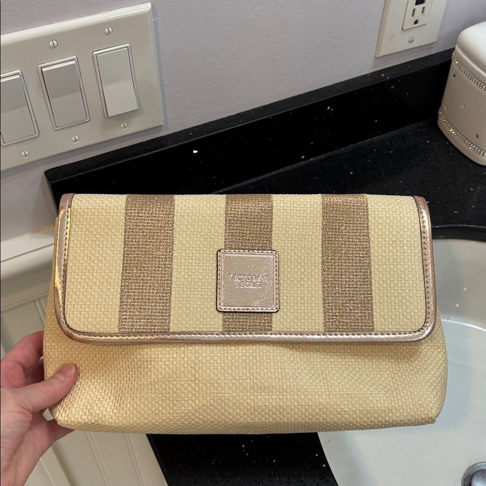 NWT Victoria's Secret Gold and Tan Clutch
